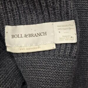 Boll & Branch Organic Cotton Knit Throw Blanket Gray Luxury 49x65